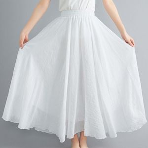 雪纺半身裙2024夏季纯色百搭白色纱裙显瘦优雅大摆跳舞裙大码长裙
