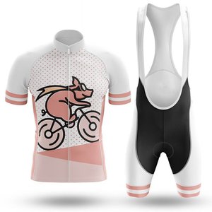 夏季新品粉色飞猪男女同款短袖薄款上衣速干透气户外骑行自行车服