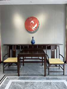 新中式实木中堂四件套玄关条案桌八仙桌客厅中式供台神台乌金家具
