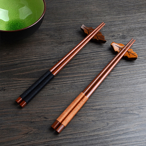 日式绑线木筷实木尖头防滑筷子家用创意复古学生情侣礼品户外餐具