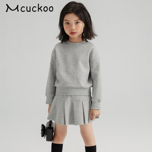 Mcuckoo 原创女童运动套装春秋新款学院风儿童卫衣洋气女宝百褶裙