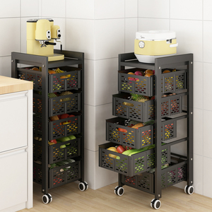 厨房蔬菜置物架抽屉式多层果蔬菜篮子夹缝落地家用储物柜收纳架子