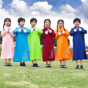 六一儿童相声大褂服装说书人演出服小学生运动会班服长衫表演服装