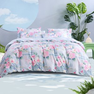 富安娜六件套全棉纯棉床上用品宿舍床单花卉被套田园风四件套枕套
