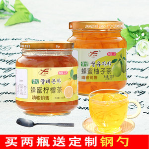 意峰蜂蜜柚子柠檬茶1Kg罐装冲水泡水喝的饮品冲饮 泡水果茶酱批发