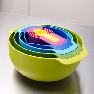 英国JosephJoseph彩虹盆9件套厨具搅拌分离套碗沥水篮洗菜盆套组