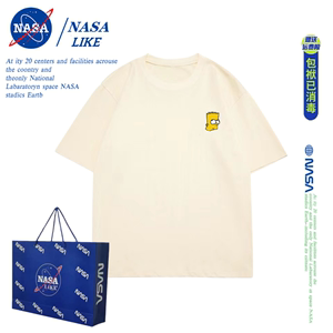 NASA联名~美式重磅纯棉简约宽松日系辛普森短袖T恤男女情侣上衣潮