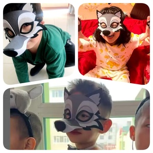 儿童动物面具表演区立体大灰狼老虎小白兔羊狮子幼儿园讲故事道具