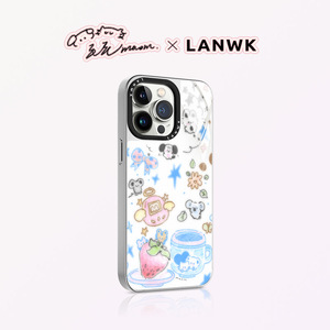 LANWKx毛毛maom联名款适用于iPhone15promax手机壳个性新款苹果13por高端卡通玻璃防摔14拓麻歌子保护套15ip