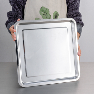 不锈钢正方形盘子烧烤盘蒸饭盘四方形食物托盘烘培盘糕盘商用菜盘