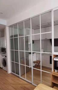 厨房客厅窄细框三联动移门 凸下轨道玻璃推拉门北欧风阳台钛合金