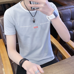 圆领短袖T恤男夏季韩版潮流修身冰感半袖上衣服夏天薄款体恤小衫
