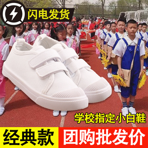 儿童小白鞋女款帆布鞋男童运动鞋幼儿园室内鞋女孩小学生表演鞋子