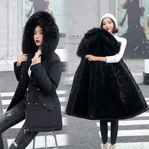 黑色羽绒女装2024年新款冬季中长款宽松显瘦大码加厚休闲外套衣服