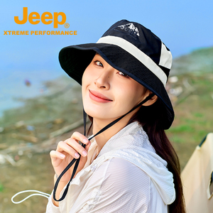 Jeep吉普户外遮阳帽男女同款旅行度假渔夫帽UPF50+防紫外线休闲帽