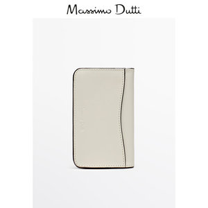 春夏新品MassimoDutti2024女士配件白色便携高级感竖款真皮零钱包卡包钱包04655632250