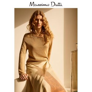 春夏新品 Massimo Dutti 2024女装 休闲慵懒风舒适轻薄低圆领毛衣针织T恤05656662711