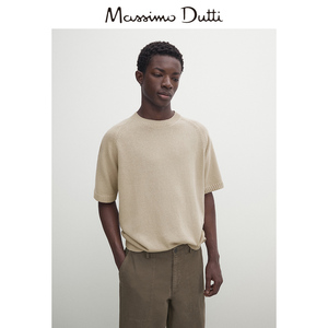 新品特惠 Massimo Dutti男装2024新款休闲简约风舒适棉圆领针织短袖毛衣T恤00981324720