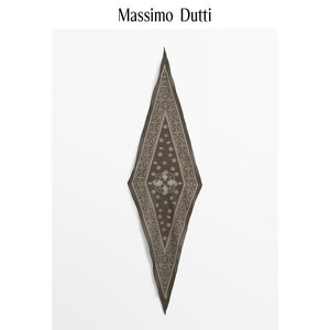 春夏新品 Massimo Dutti 2024女士配件复古佩斯利印花菱形长巾领巾头巾丝巾06333732500