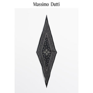 春夏新品 Massimo Dutti 2024女士配件复古佩斯利印花菱形长巾领巾头巾丝巾06333732400