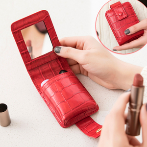 米印网红口红包小号迷你便携随身化妆包简约收纳包包口红盒带镜子
