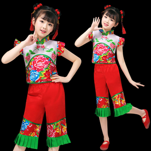 六一儿童喜庆演出服中国风民族舞蹈服装新款幼儿开门红女童秧歌服