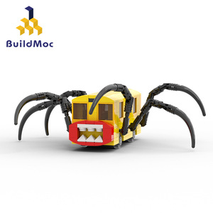 BuildMOC拼装积木玩具游戏变异查尔斯小火车校车巴士邪恶蜘蛛火车