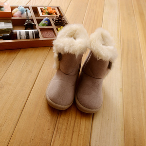 外贸品牌欧美儿童雪地靴女童冬季长毛中筒靴子保暖防滑加绒女宝宝