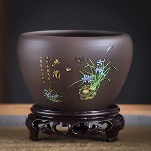 紫砂兰花盆2022新款高档花瓶陶瓷种花盆绿萝专用适合种长寿花的
