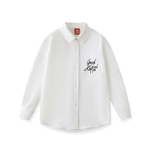 Kappa卡帕男童衬衫潮帅气时髦2024春款长袖外套新款白色外套上衣