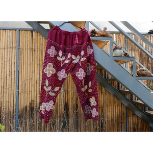 异味杂货 泰国手工彩色刺子绣个性手织布宽松休闲裤 小众造型裤子