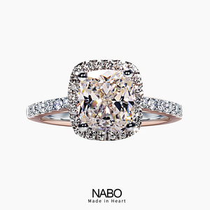 NABO   克拉仿真钻石戒指女群镶钻石戒指公主方925纯银礼物送女友