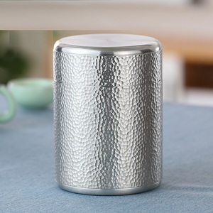 锡罐纯锡茶叶罐便携旅行金属密封储茶罐日式小螺纹锡罐光盖锤纹罐