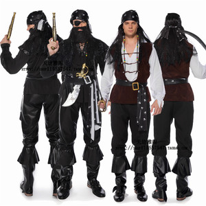万圣节服装 加勒比海盗演出服化妆舞会海盗cos杰克船长成人男女服