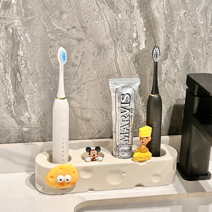 卫生间陶瓷放牙刷置物架子座托桌面收纳底座神器浴室新款站立支架