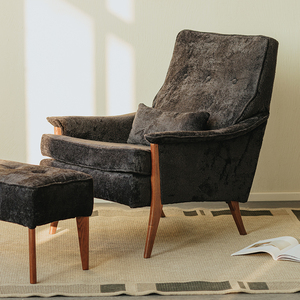 复古利亚美式布艺单人沙发椅设计师款休闲椅简约客厅阳台实木椅子