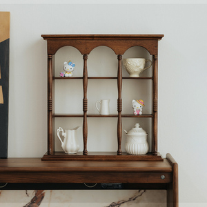 复古利亚法式实木杯架墙上咖啡杯展示收纳柜中古壁挂装饰架格子架