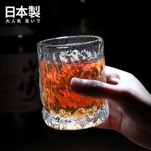 日本进口津轻鸣门初雪杯锤纹手工玻璃杯日式茶杯威士忌酒杯啤酒杯