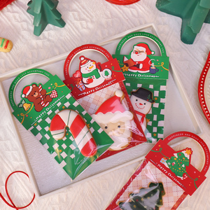 新款手提圣诞页眉卡头糖霜饼干包装袋曲奇玛德琳透明机封卡片定制