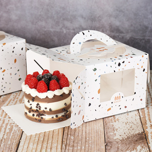 手提4寸蛋糕盒透明圣诞网红加高5寸儿童6 8四寸芝士蛋糕包装盒子