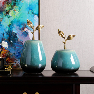 新中式美式景德镇陶瓷花瓶摆件玄关客厅酒店民宿装饰花插工艺品
