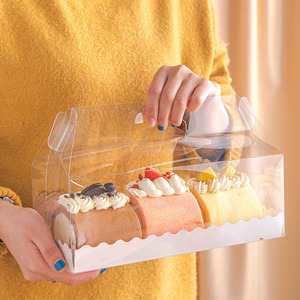 蛋糕卷透明浮云虎皮瑞士日式梦龙盒子手提盒红丝绒网红野餐包装盒
