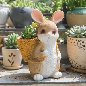 可爱兔子多肉花盆创意个性阳台布置户外庭院摆件花园装饰植物盆栽