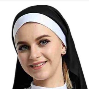 万圣节修女头饰白色黑色头巾COS成人教堂道具头纱lolita发带配饰