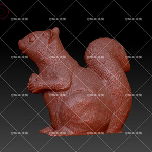 三维立体图圆雕图3d打印stl文件动物十二生肖鼠松鼠摆件3d模型775