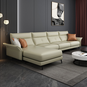 欧式沙发客厅现代简约轻奢亮色美式沙发带贵妃组合大小户型皮沙发