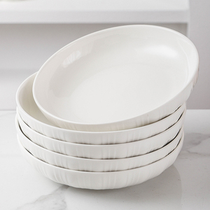 日式简约纯白陶瓷盘子菜盘家用2024新款高级感深盘餐碟子碗碟套装