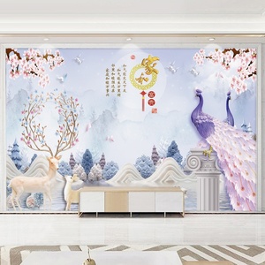 电视背景墙墙贴画现代简约3d立体孔雀客厅装饰家和影视墙壁画自粘