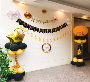 宝宝周岁生日布置装饰黑金气球立柱 百日宴庆典派对门口路引支架