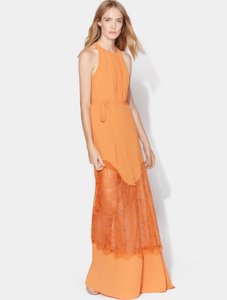 (不退不换)新款纯原经典新夏季A字裙HALSTON连衣裙礼服加长长裙橙